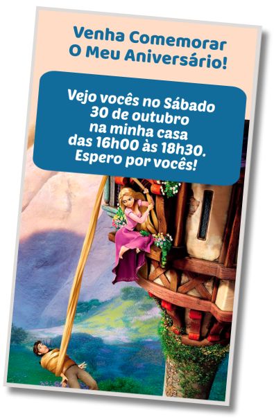 Convite de aniversário personalizado grátis Aniversário Tangled