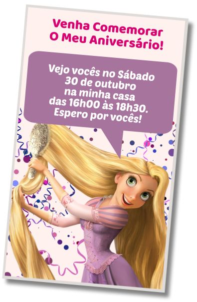 Convite de aniversário personalizado grátis Aniversário Spa Rapunzel