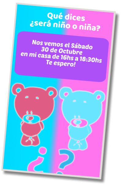 Invitación de cumpleaños personalizada gratis Fiesta de Revelación Género del Bebé