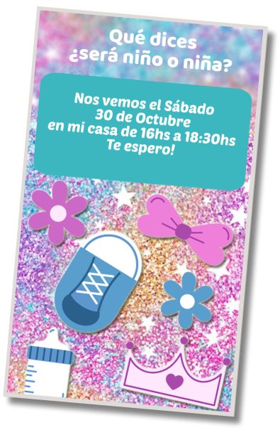Invitación de cumpleaños personalizada gratis Fiesta conocer el sexo del bebé