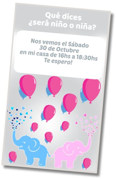 Invitación de cumpleaños personalizada gratis ¿Será Nene o Nena?