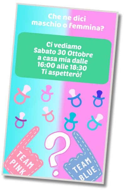 Invito di compleanno personalizzato gratuito Riveliamo l'ignoto: Ragazzo o Ragazza?