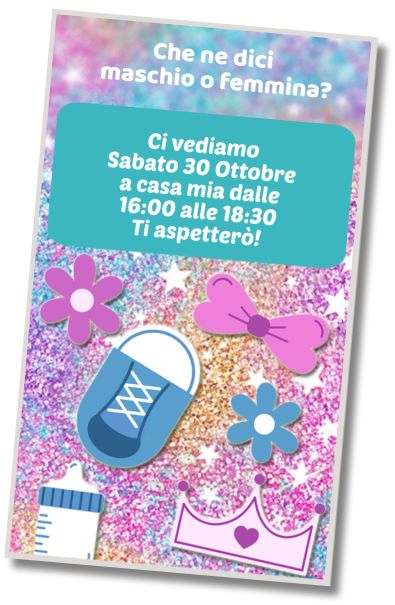 Invito di compleanno personalizzato gratuito Festa per conoscere il sesso del bambino