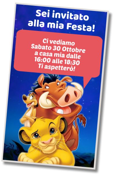 Invito di compleanno personalizzato gratis Il Re Leone Pigiama Party