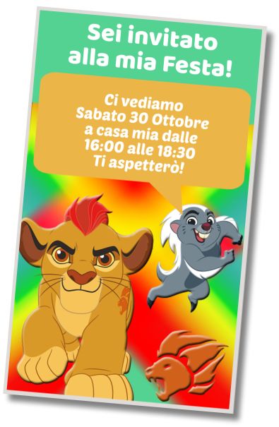 Invito di compleanno personalizzato gratis Festa a Sorpresa della Guardia del Leone