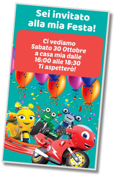 Invito Compleanno Compleanno a Tema Ricky Zoom