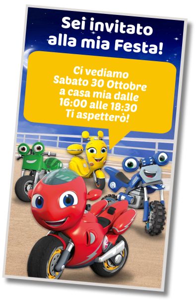 Invito Compleanno Festa del Pigiama di Ricky Zoom