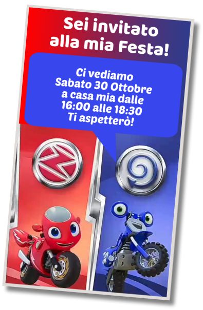 Invito Compleanno Festa Sportiva Ricky Zoom