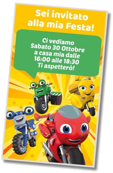 Invito Compleanno Festa a Tema Ricky Zoom