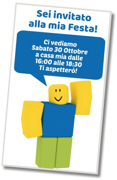 Invito di compleanno personalizzato gratis Roblox noob