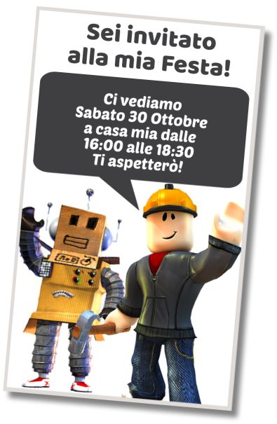 Invito di compleanno personalizzato gratis Robot Roblox