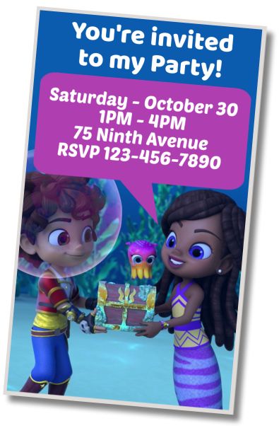 Free personalized birthday invitation Pool Party Santiago of the Seas