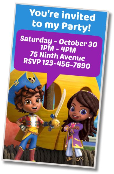 Free personalized birthday invitation Santiago of the Seas Costume Party