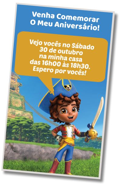 Convite de aniversário personalizado gratuito Aniversário Santiago dos mares
