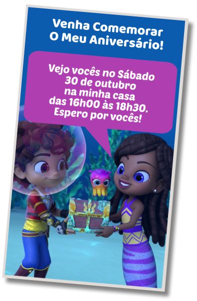 Convite de aniversário personalizado gratuito Festa na Piscina Santiago dos mares