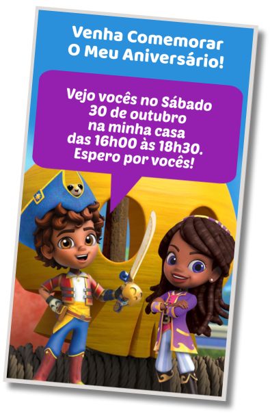 Convite de aniversário personalizado gratuito Festa à Fantasia de Santiago dos Mares