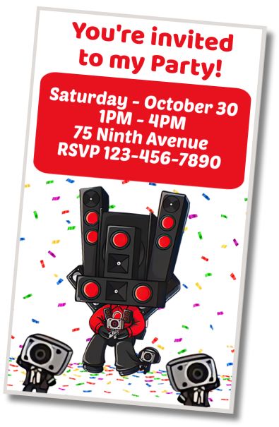 Free personalized birthday invitation Birthday Greetings Skibidi Toilet