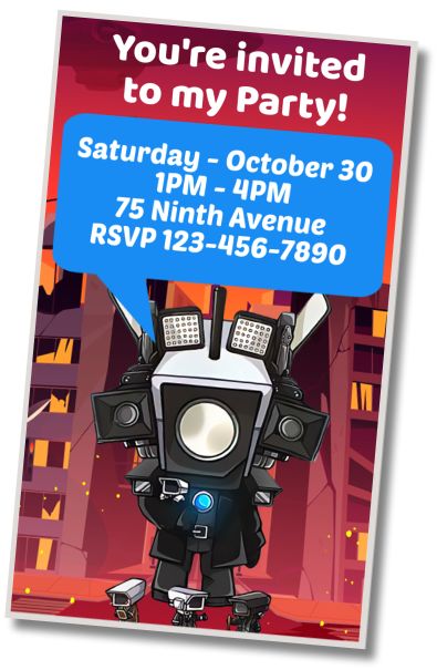 Free personalized birthday invitation Birthday Skibidi Toilet