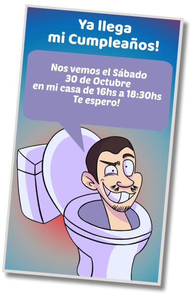 Invitación de cumpleaños personalizada gratis Cumpleaños Skibidi Toilet