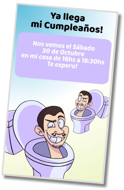 Invitación de cumpleaños personalizada gratis Fiesta de Disfraces Skibidi Toilet