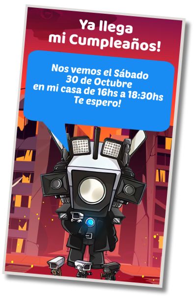 Invitación de cumpleaños personalizada gratis Cumpleaños Skibidi Toilet