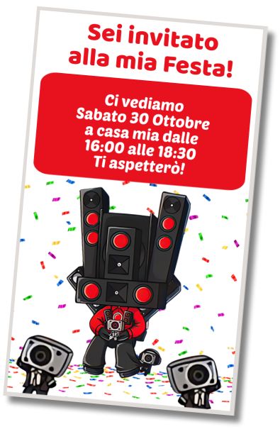 Invito di compleanno personalizzato gratis Auguri di Compleanno Skibidi Toilet