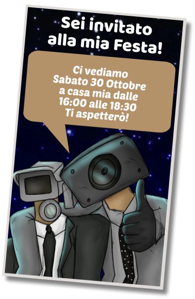 Invito di compleanno personalizzato gratis Skibidi Toilet Pigiama Party