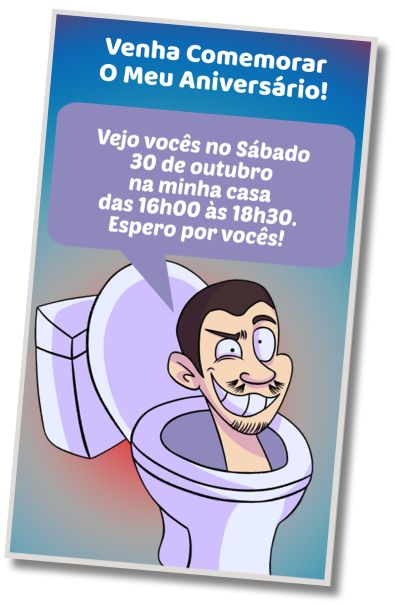 Convite de aniversário personalizado grátis Skibidi Toilet Aniversário