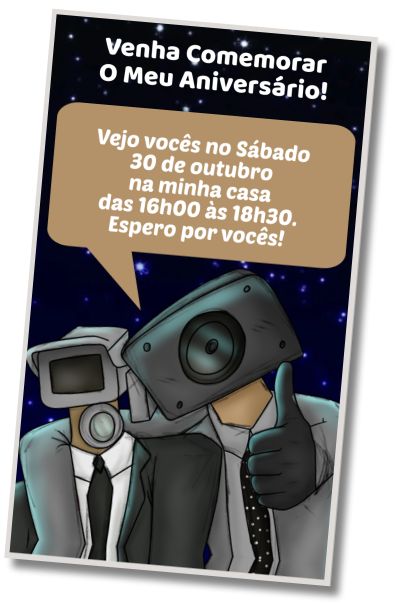 Convite de aniversário personalizado grátis Skibidi Toilet Festa do Pijama