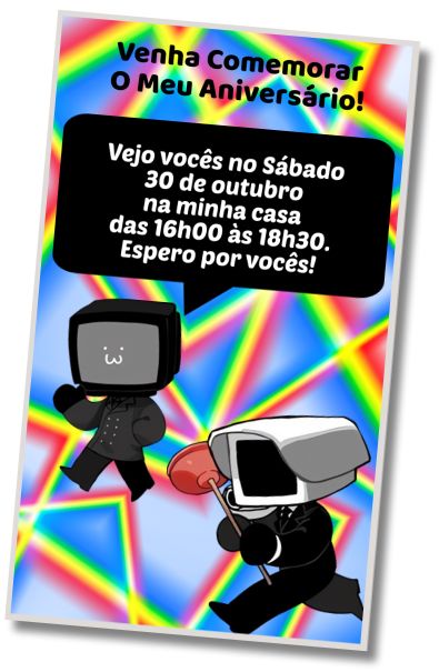 Convite de aniversário personalizado grátis Surpresa de Aniversário Skibidi Toilet