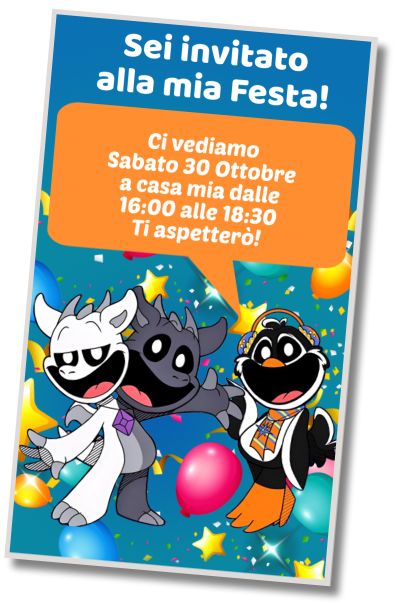 Invito di compleanno personalizzato gratis Festa di Pigiama Party con Smiling Critters