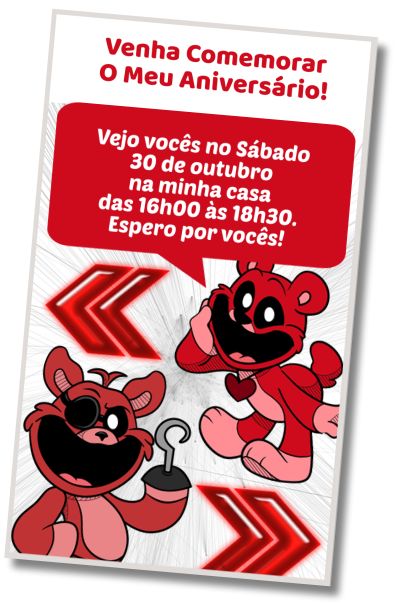 Convite de aniversário personalizado grátis Festa de Videogame Smiling Critters