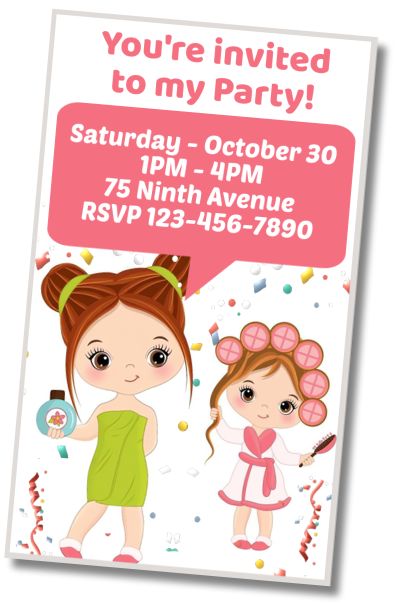 Free personalized birthday invitation Spa Birthday