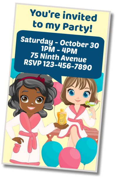 Free personalized birthday invitation SPA Style Sleepover