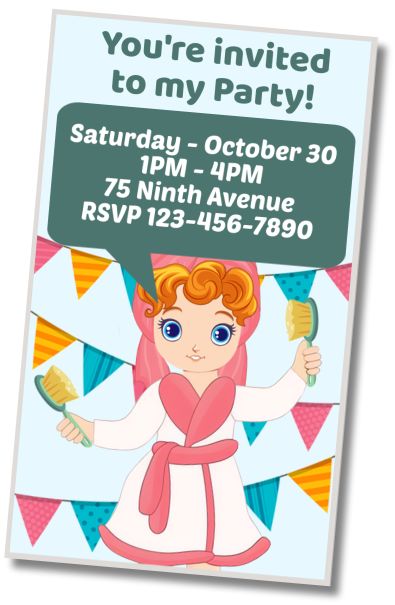 Free personalized birthday invitation Spa Costume Party