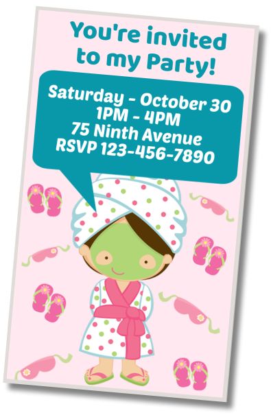 Free personalized birthday invitation Girls Spa Birthday