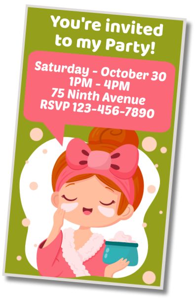 Free personalized birthday invitation Karaoke Party and Spa