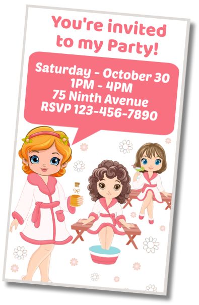 Free personalized birthday invitation SPA and Pool Party