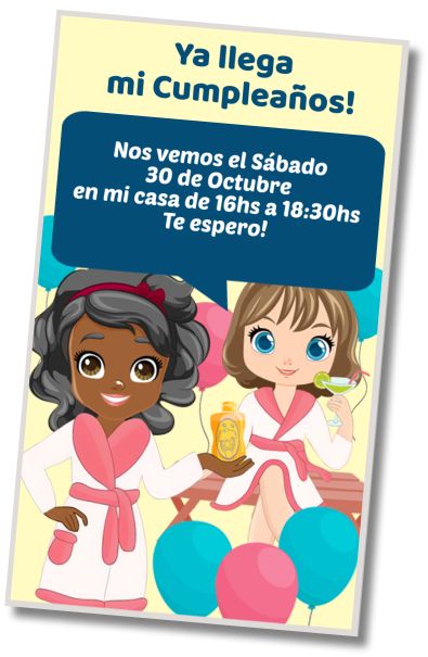 Invitación de cumpleaños personalizada gratis Piyamada estilo SPA