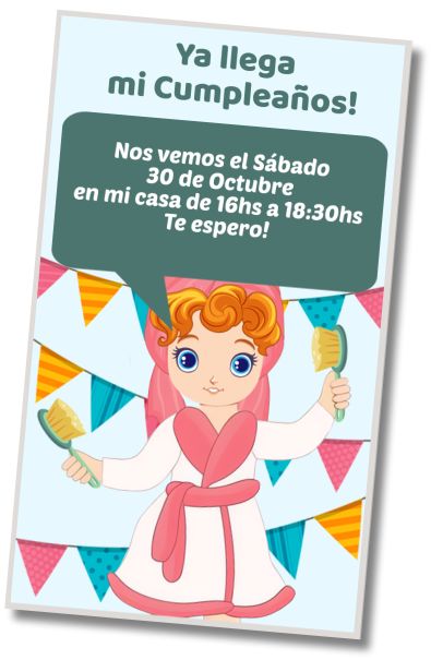 Invitación de cumpleaños personalizada gratis Fiesta de Disfraces Spa