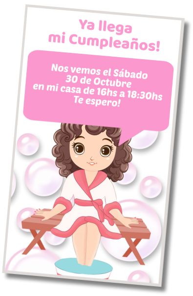 Invitación de cumpleaños personalizada gratis Fiesta Sorpresa Spa