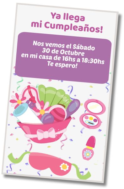 Invitación de cumpleaños personalizada gratis Cumpleaños Temático Spa