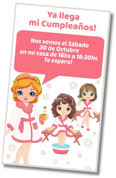 Invitación de cumpleaños personalizada gratis SPA y Fiesta de Piscina