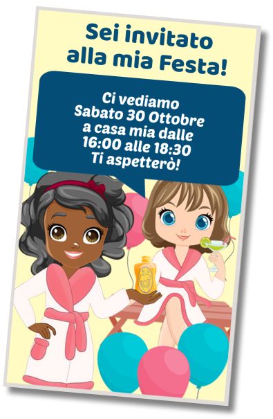 Invito di compleanno personalizzato gratis Pigiama Party in stile SPA