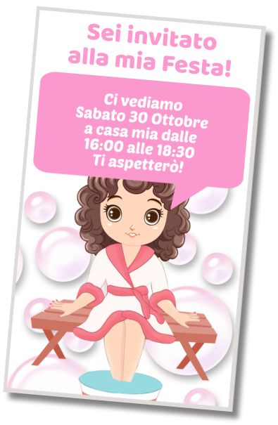 Invito di compleanno personalizzato gratis Festa a Sorpresa alla Spa