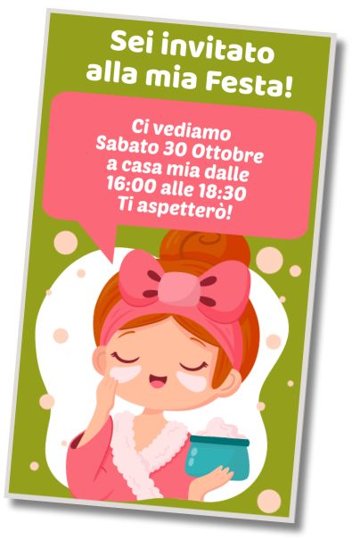 Invito di compleanno personalizzato gratis Festa Karaoke e Spa