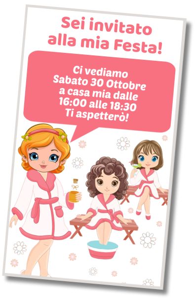 Invito di compleanno personalizzato gratis SPA e Festa in Piscina