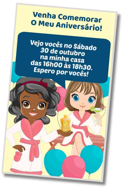 Convite de aniversário personalizado gratuito Festa do Pijama estilo SPA