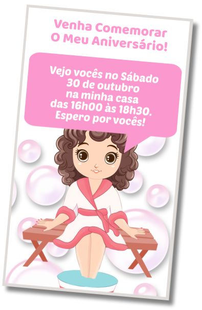 Convite de aniversário personalizado gratuito Festa Surpresa no Spa