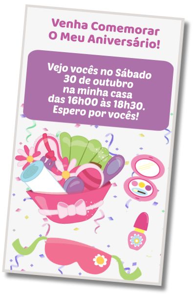 Convite de aniversário personalizado gratuito Aniversário com tema Spa